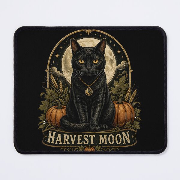 Item preview, Harvest Moon Black Cat Gothic Folk Illustration Halloween designed and sold by OliviaHayesArt.