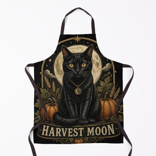 Item preview, Harvest Moon Black Cat Gothic Folk Illustration Halloween designed and sold by OliviaHayesArt.