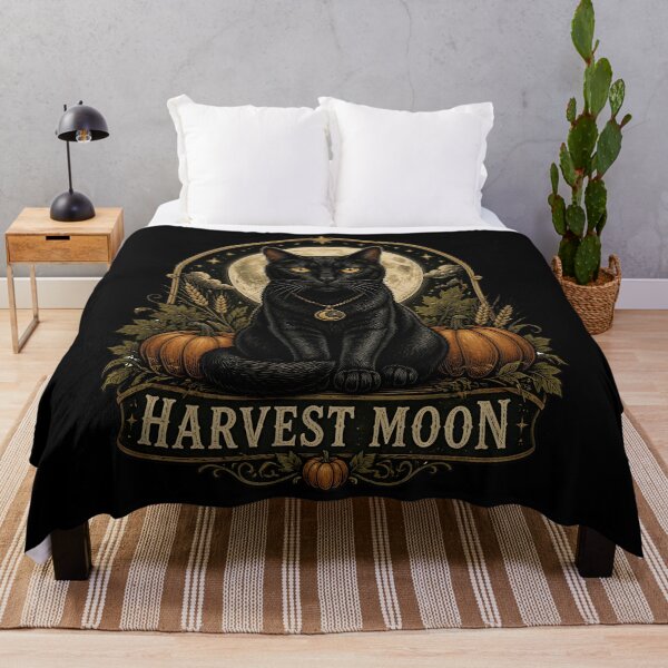 Item preview, Harvest Moon Black Cat Gothic Folk Illustration Halloween designed and sold by OliviaHayesArt.