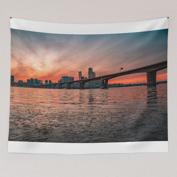 Item preview, Dramatic Sunset Bridge and River Reflection designed and sold by Nightwindow.