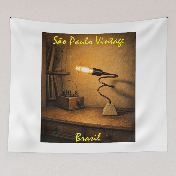 Item preview, Copper Lamp Beside Vintage Galena Radio – Retro Radio Decor designed and sold by Sampa In Focus.