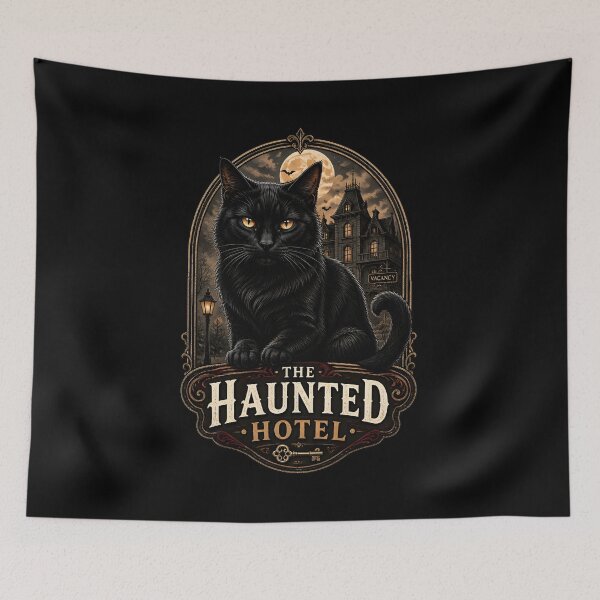 Item preview, Haunted Hotel Cat Retro Halloween Poster Halloween designed and sold by KristenosNehk.