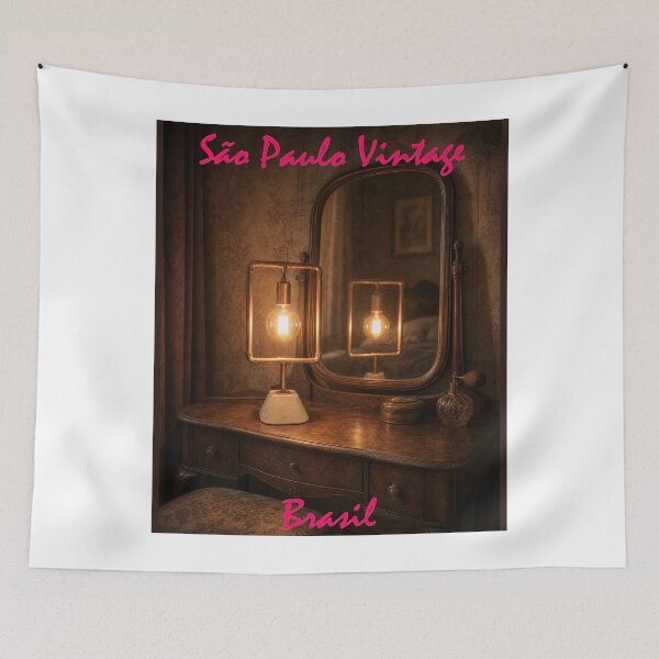 Item preview, Vintage Geometric Table Lamp and Oval Mirror Vanity designed and sold by Sampa In Focus.