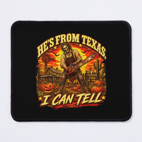 Item preview, Hes From Texas I Can Tell Halloween Skeleton Horror Print designed and sold by DaveBevitt.