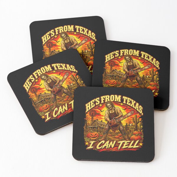 Item preview, Hes From Texas I Can Tell Halloween Skeleton Horror Print designed and sold by DaveBevitt.