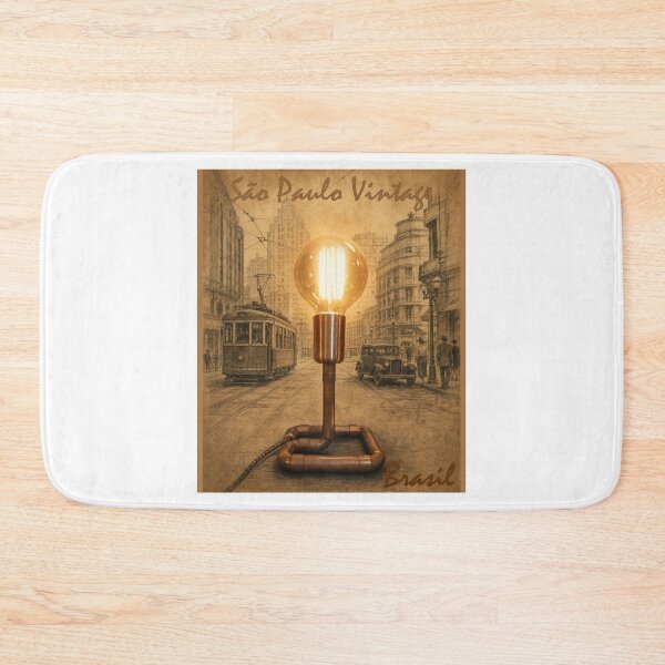 Item preview, Copper Pipe Lamp with Old Sao Paulo Street Scene – Vintage Tram Brazil designed and sold by Sampa In Focus.