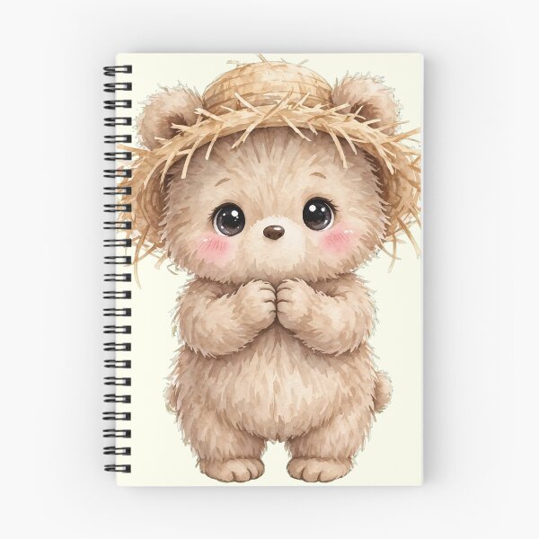 Item preview, Cute Shy Bear with Straw Hat | Kawaii Watercolor Teddy designed and sold by 2Sec.