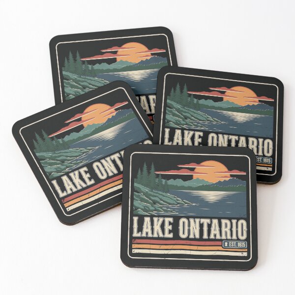 Item preview, Lake Ontario Vintage Sunset Landscape Retro Travel Gift designed and sold by Zizo-DR44.