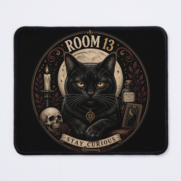 Item preview, Room 13 Black Cat Gothic Folk Illustration Halloween designed and sold by KristenosNehk.