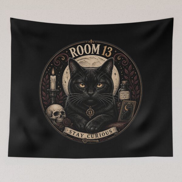 Item preview, Room 13 Black Cat Gothic Folk Illustration Halloween designed and sold by KristenosNehk.