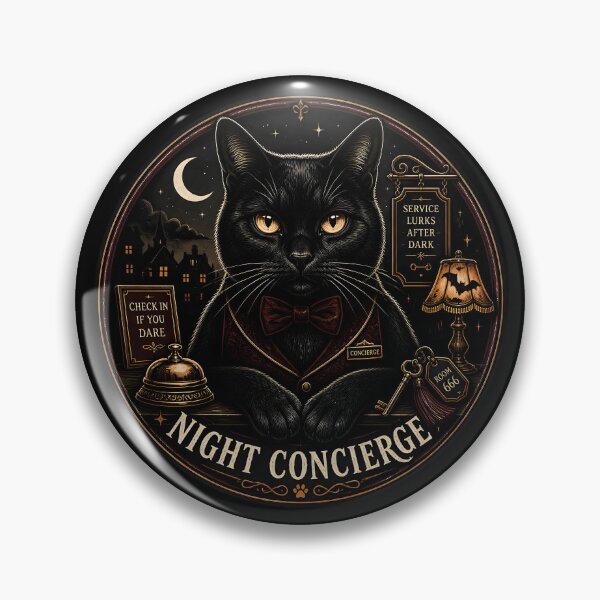 Item preview, Night Concierge Cat Retro Halloween Poster Halloween designed and sold by KristenosNehk.