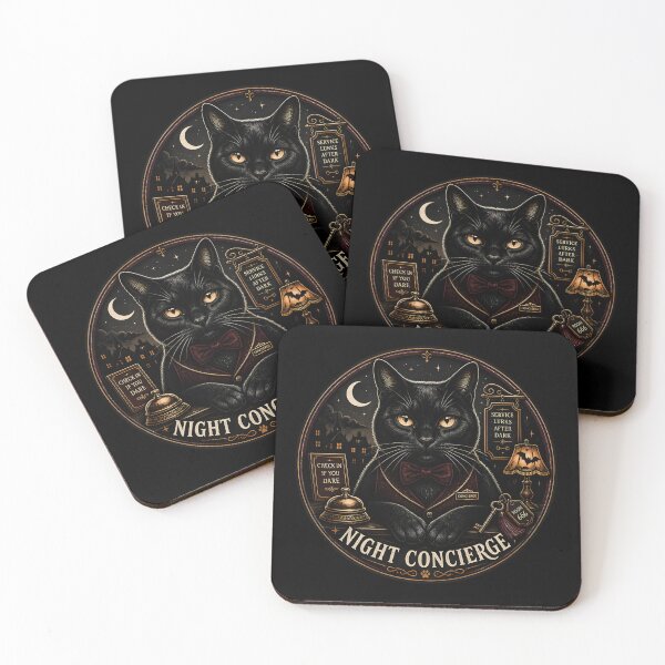 Item preview, Night Concierge Cat Retro Halloween Poster Halloween designed and sold by KristenosNehk.