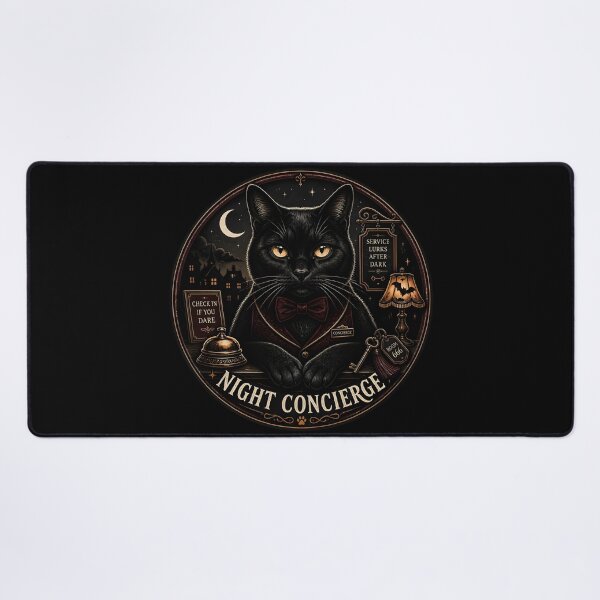 Item preview, Night Concierge Cat Retro Halloween Poster Halloween designed and sold by KristenosNehk.