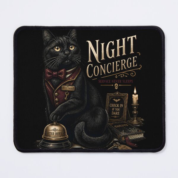 Item preview, Night Concierge Cat Gothic Folk Illustration Halloween designed and sold by KristenosNehk.