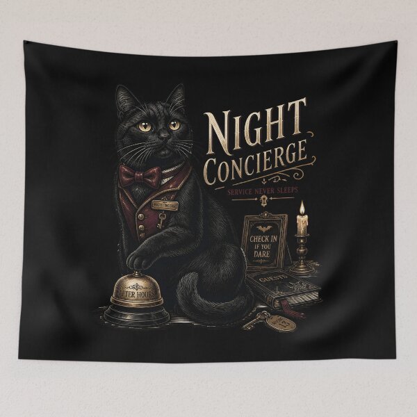 Item preview, Night Concierge Cat Gothic Folk Illustration Halloween designed and sold by KristenosNehk.