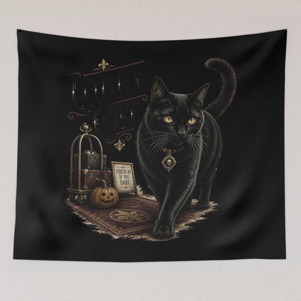 Item preview, Haunted Lobby Cat Retro Halloween Poster Halloween designed and sold by KristenosNehk.