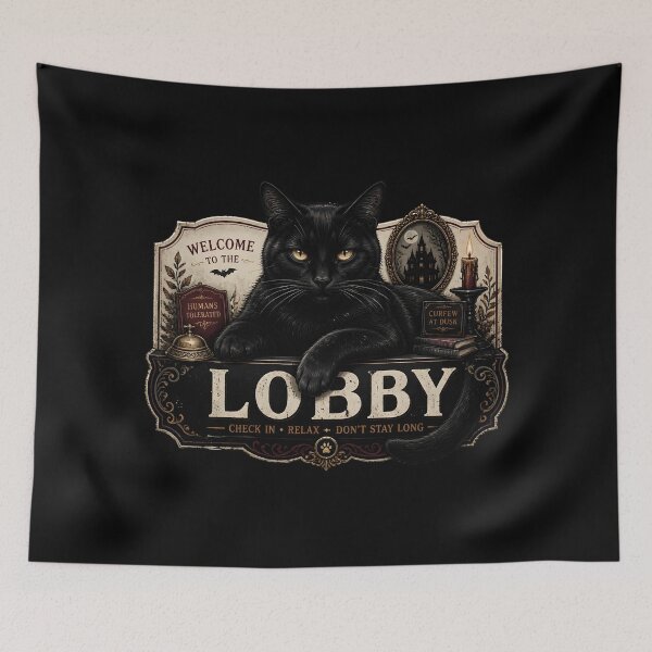 Item preview, Haunted Lobby Cat Gothic Folk Illustration Halloween designed and sold by KristenosNehk.
