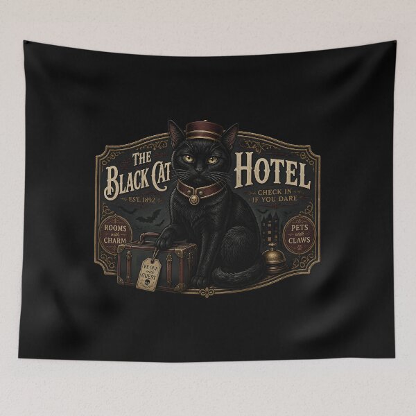 Item preview, Black Cat Bellhop Retro Halloween Poster Halloween designed and sold by KristenosNehk.