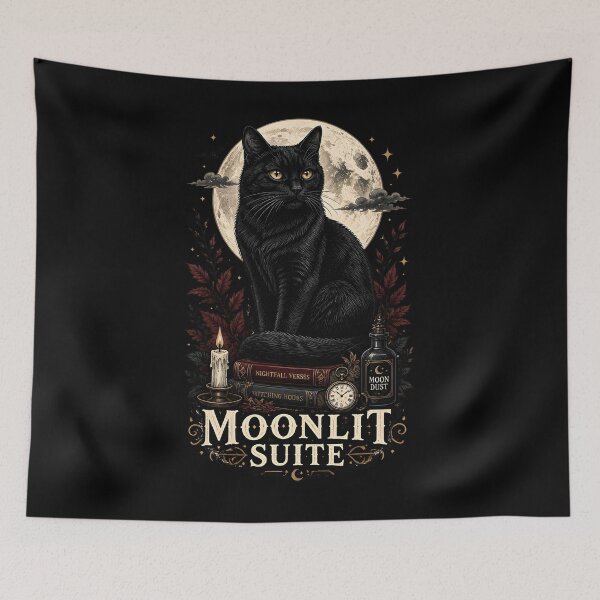 Item preview, Moonlit Suite Cat Retro Halloween Poster Halloween designed and sold by KristenosNehk.
