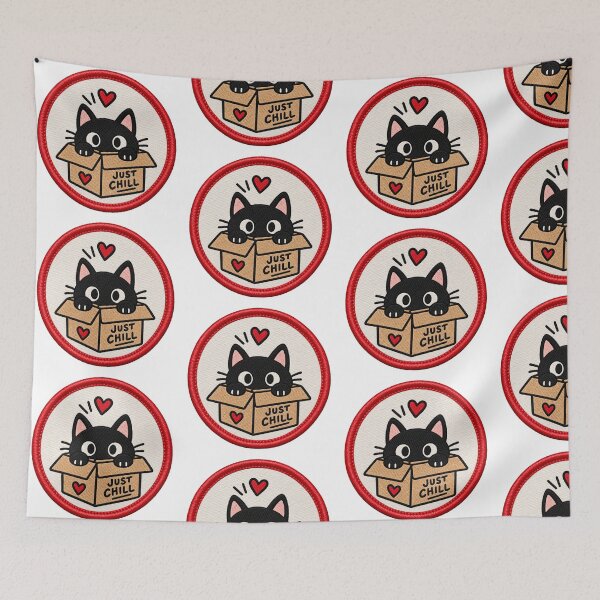 Item preview, Cute Black Cat in a Box – Just Chill Kawaii Cat designed and sold by Abidel.