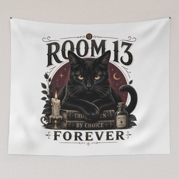 Item preview, Room 13 Black Cat Retro Halloween Poster Halloween designed and sold by KristenosNehk.