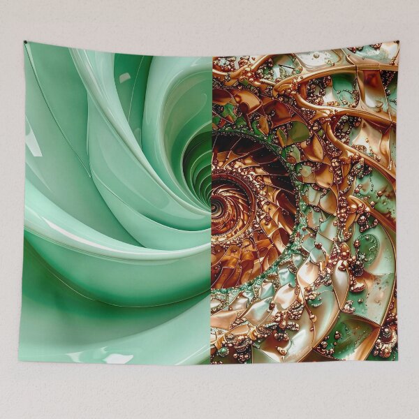 Item preview, Celadon Wave and Metallic Copper Vortex designed and sold by Vicky Brago-Mitchell®.