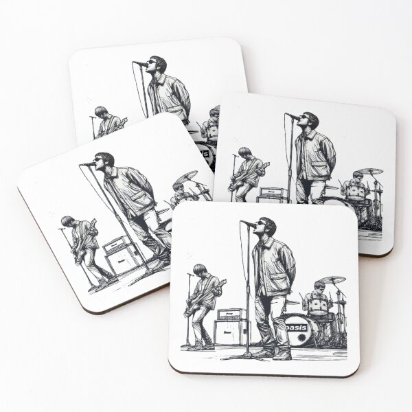 Item preview, minimalist line art of oasis performing – retro britpop band designed and sold by DiannaJaneWard8.