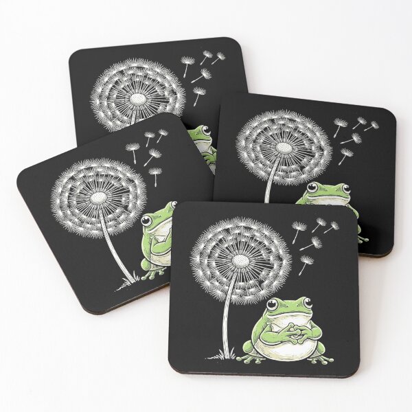 Item preview, Frog and Dandelion Peaceful Nature Minimalist Illustration designed and sold by MiALopezArt.