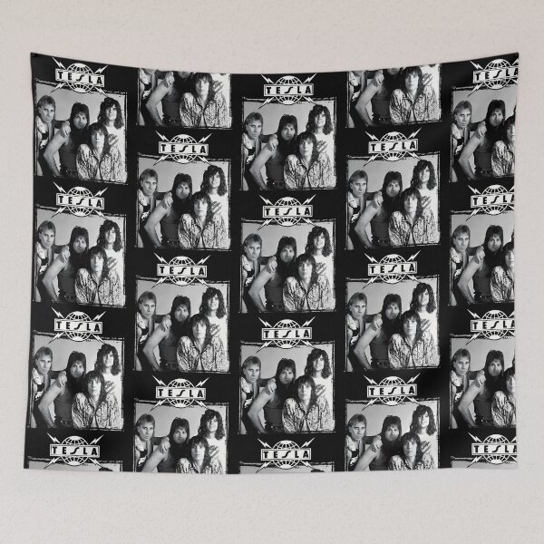 Item preview, Tesla Band Vintage 80s Hard Rock Portrait Graphic designed and sold by ImogenDavisArt.