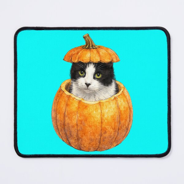 Item preview, Fall Tuxedo Cat Peeks From Inside A Pumpkin designed and sold by Lion and Lamb Design.