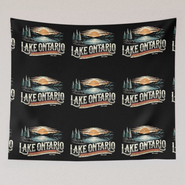 Item preview, Lake Ontario Retro Mountain Lake Sunset Retro Nature  designed and sold by Zizo-DR44.