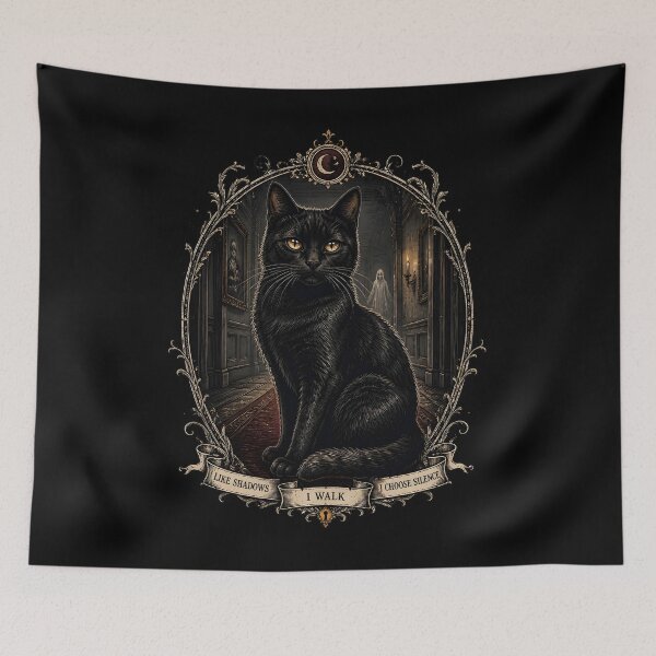 Item preview, Haunted Hallway Cat Gothic Folk Illustration Halloween designed and sold by KristenosNehk.