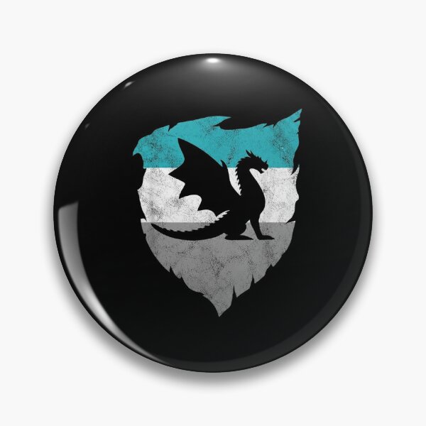 Item preview, Black Dragon Silhouette Blue Gray Vintage Fantasy Emblem designed and sold by Ostericaimusa.