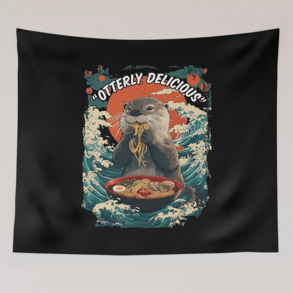 Item preview, Otter Enthralled with Noodles Ukiyo-e Style designed and sold by SERHIPLET.