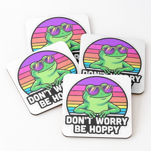 Item preview, Don't Worry Be Hoppy Retro Frog Sticker - Chill Sunset Design designed and sold by Wildlife Wonders.