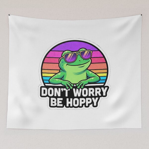 Item preview, Don't Worry Be Hoppy Retro Frog Sticker - Chill Sunset Design designed and sold by Wildlife Wonders.