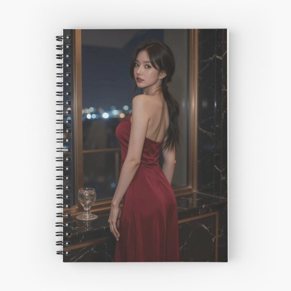 Item preview, Ruby After Dark – Woman in a Crimson Satin Dress designed and sold by SEIMEI2025.