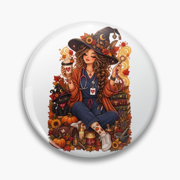 Item preview, Witchy Autumn Nurse Halloween - Cozy Pumpkin Spice Medical Witch designed and sold by FestivityFinds.