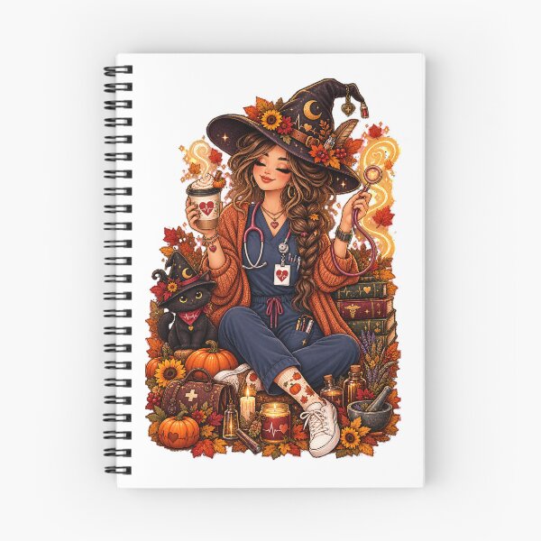 Item preview, Witchy Autumn Nurse Halloween - Cozy Pumpkin Spice Medical Witch designed and sold by FestivityFinds.
