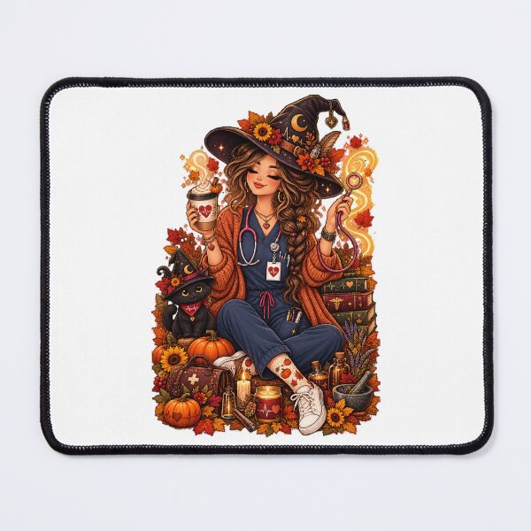Item preview, Witchy Autumn Nurse Halloween - Cozy Pumpkin Spice Medical Witch designed and sold by FestivityFinds.