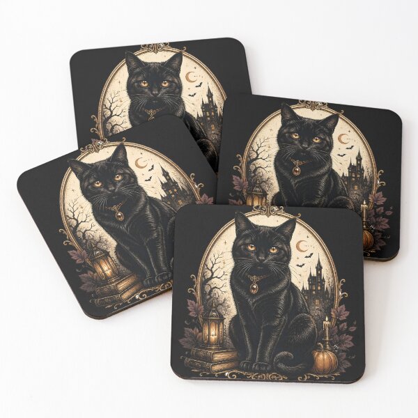 Item preview, Autumn Bazaar Cat Gothic Folk Illustration Halloween designed and sold by BernoNickel.