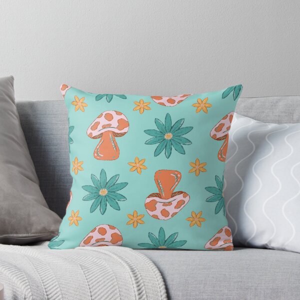 Item preview, Funky Floral Fungi Pattern - Teal background designed and sold by Haley Scott.