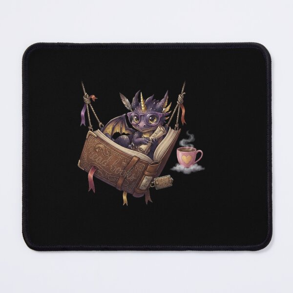 Item preview, Cute Purple Book Dragon Reading with Coffee Fantasy Design designed and sold by Ostericaimusa.