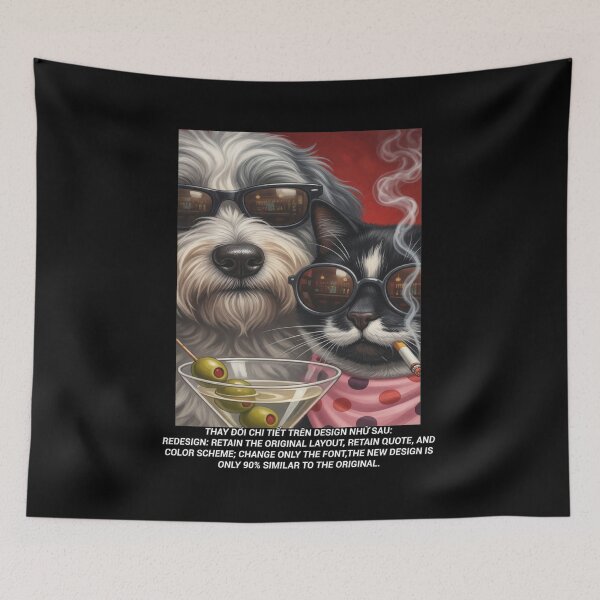 Item preview, Snappy Duo: Cat Smokes, Dog Sips Cocktail designed and sold by DALTONILLIAMS.