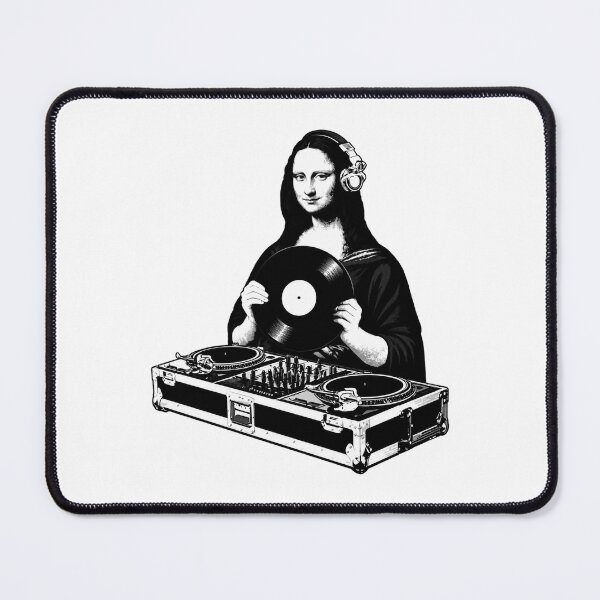 Item preview, DJ Mona Lisa Artistic Graphic Featuring Classic Portrait with Modern Turntable Twist designed and sold by ImbueArts.