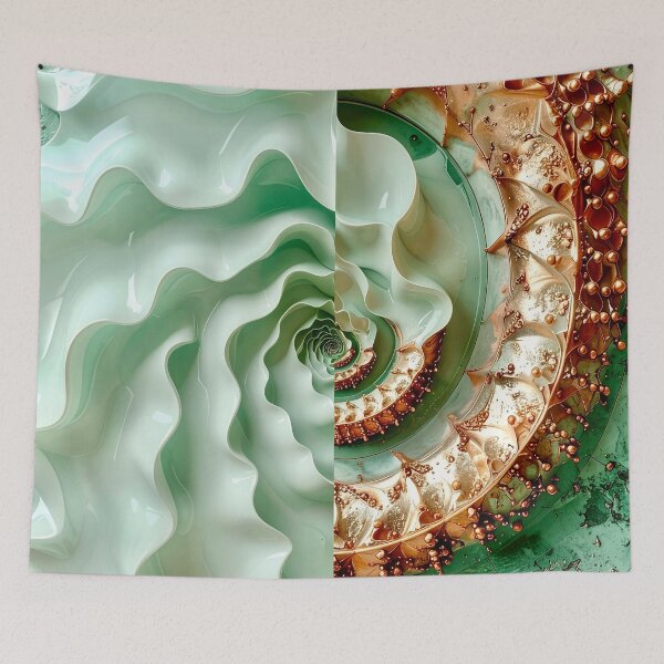Item preview, Celadon Wave and Metallic Copper Vortex designed and sold by Vicky Brago-Mitchell®.