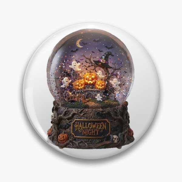 Item preview, Halloween Night Snow Globe — Glowing Pumpkins and Cute Ghosts designed and sold by Innoshima.