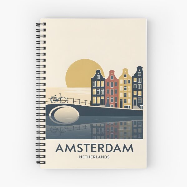 Item preview, Amsterdam Netherlands Vintage Travel Poster - Minimalist Canal Art Print designed and sold by DuckOddity.