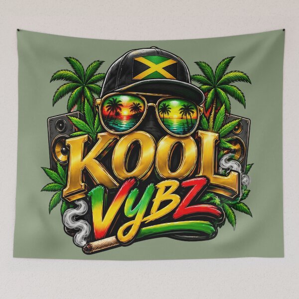 Item preview, Kool Vybz Jamaican Reggae Beach Party Vibes Gold Text Design designed and sold by digitalbob60.