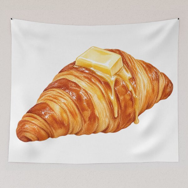 Item preview, Watercolor Butter Croissant Pastry Illustration designed and sold by Mhop2.